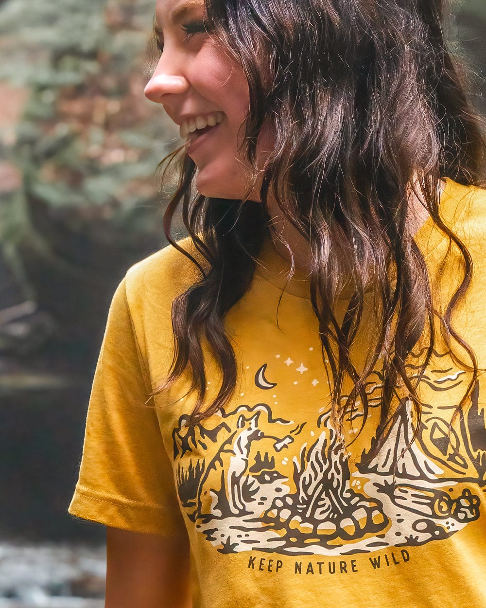 Keep It Wild Tee Campfire Dog Unisex Tee | Mustard