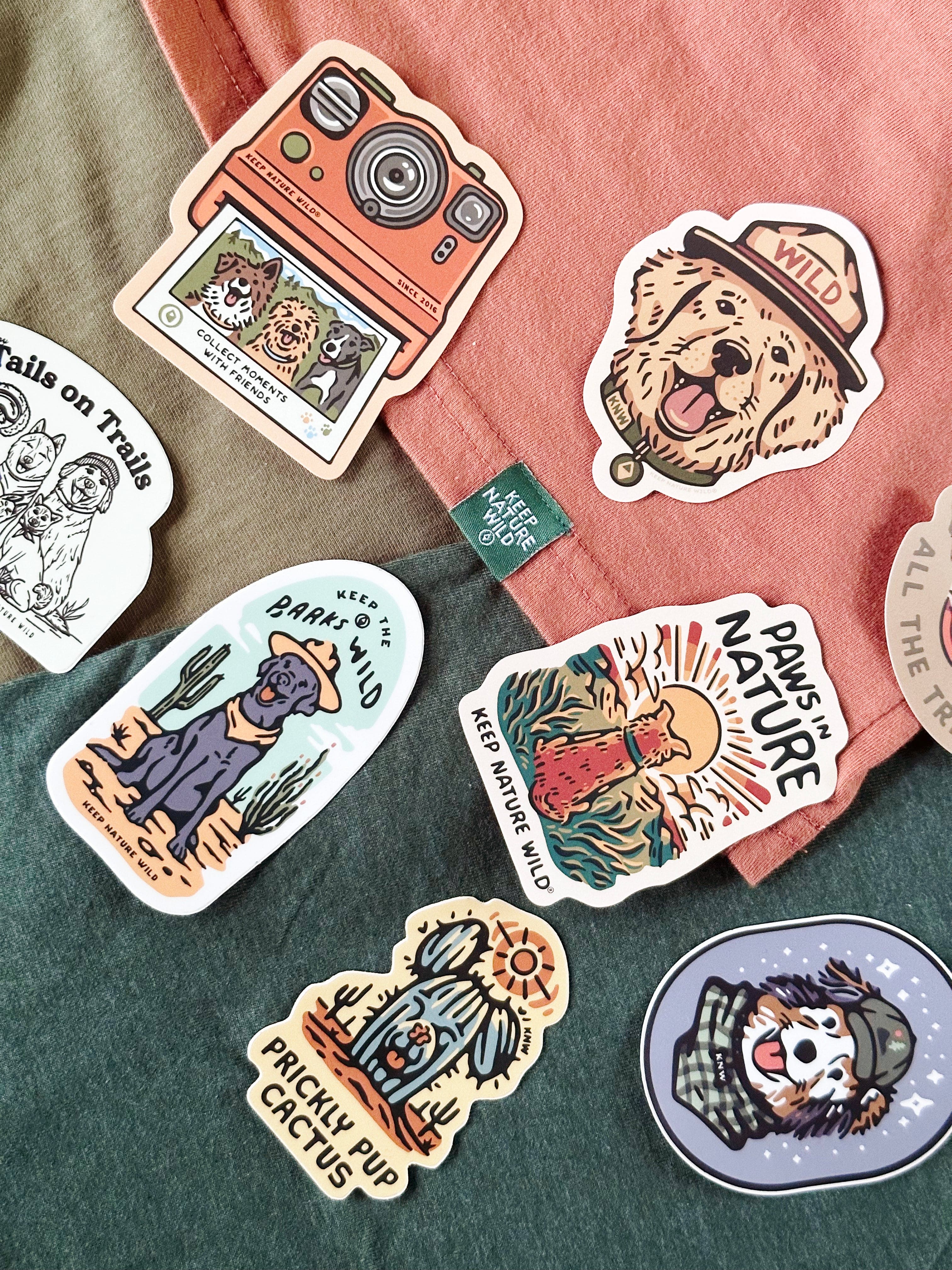 Keep Nature Wild 2 Dog Tees + 9 Stickers Free | Collect Moments with Friends & Dog Paws in Nature | Bundle