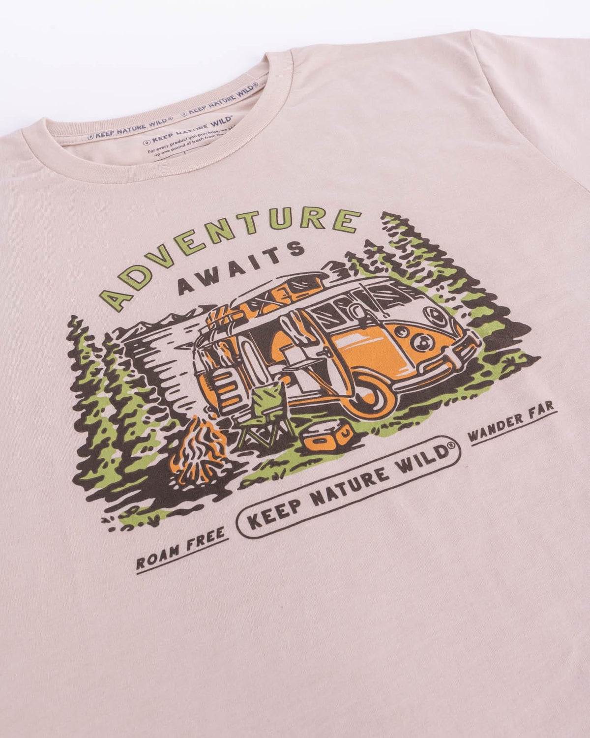 Keep Nature Wild Tee Adventure Awaits | Unisex Tee | Heather Tan