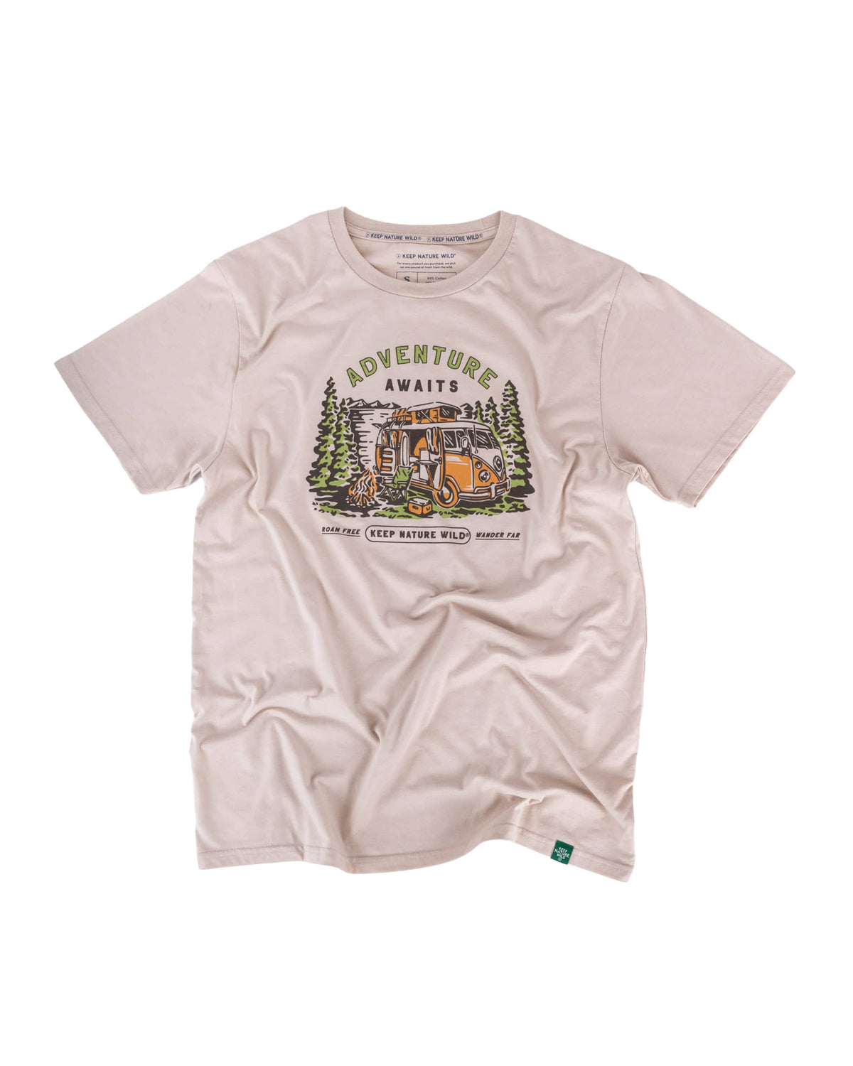 Keep Nature Wild Tee Adventure Awaits | Unisex Tee | Heather Tan