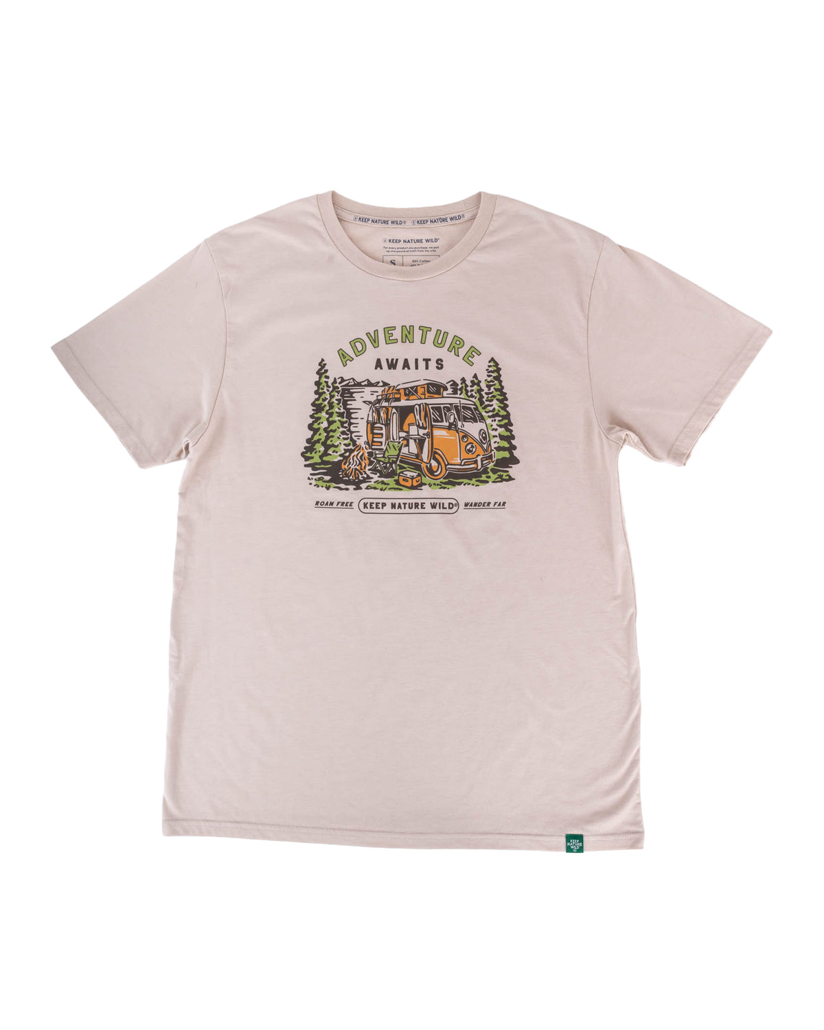 Keep Nature Wild Tee Adventure Awaits | Unisex Tee | Heather Tan