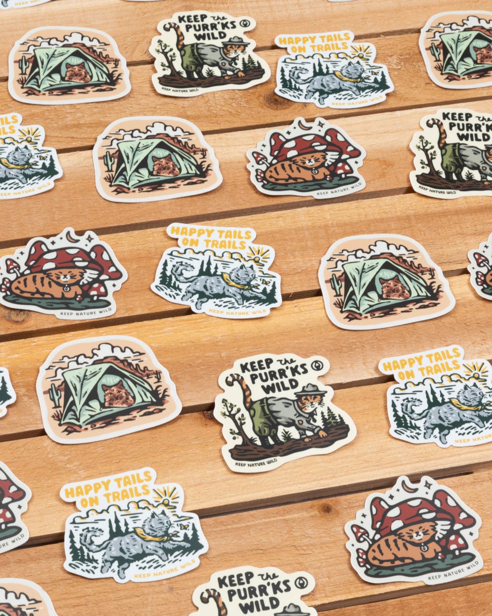 Keep Nature Wild Sticker Pack Adventure Cats Stickers Bundle | 4-Pack