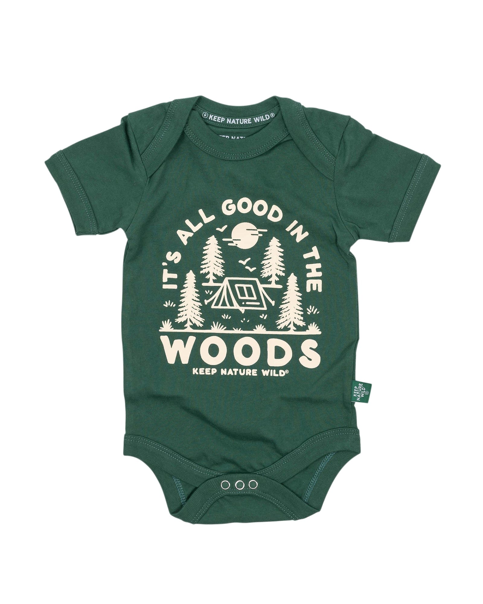 Keep Nature Wild Kids Good in the Woods Baby Bodysuit | Heather Forest