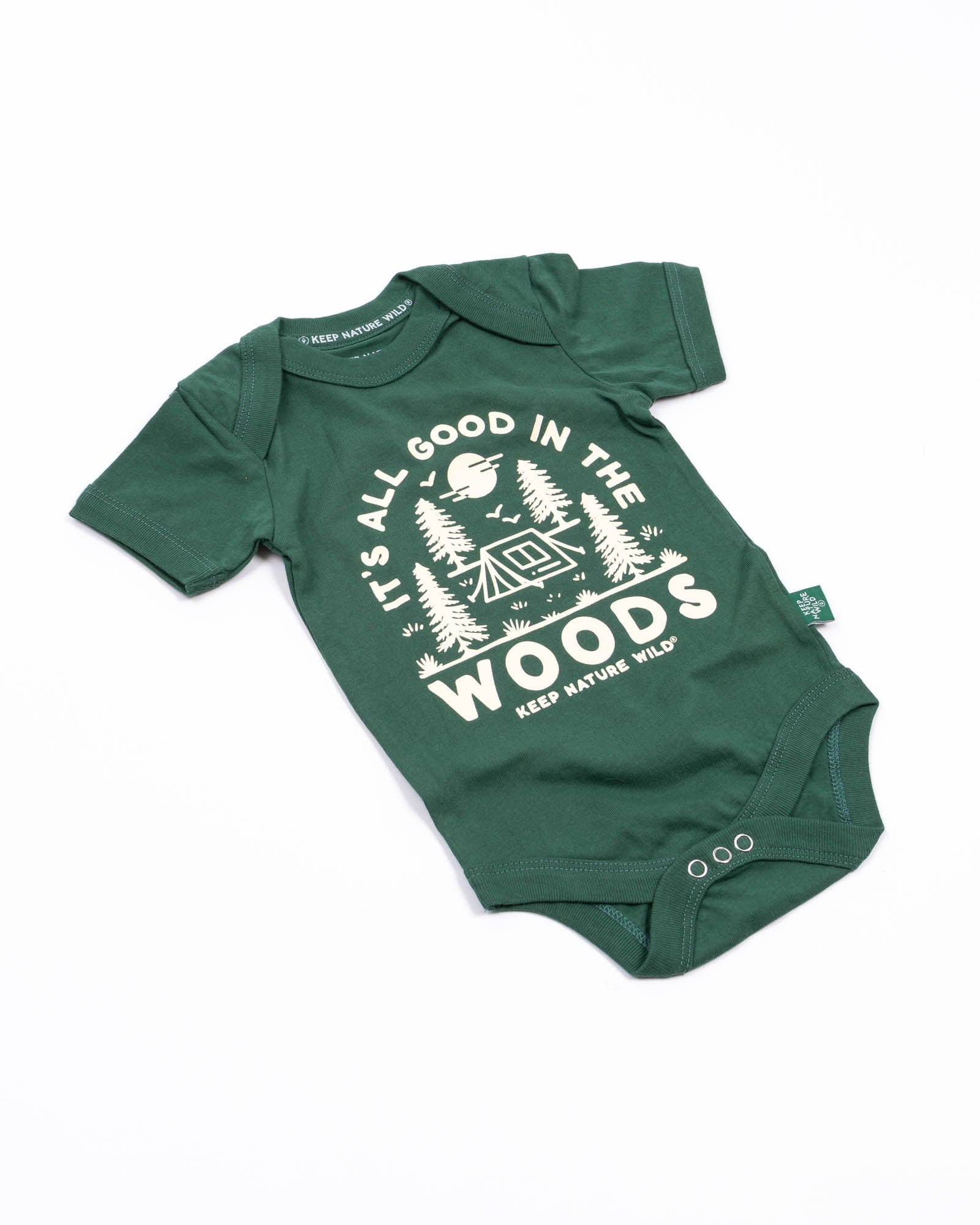 Keep Nature Wild Kids Good in the Woods Baby Bodysuit | Heather Forest