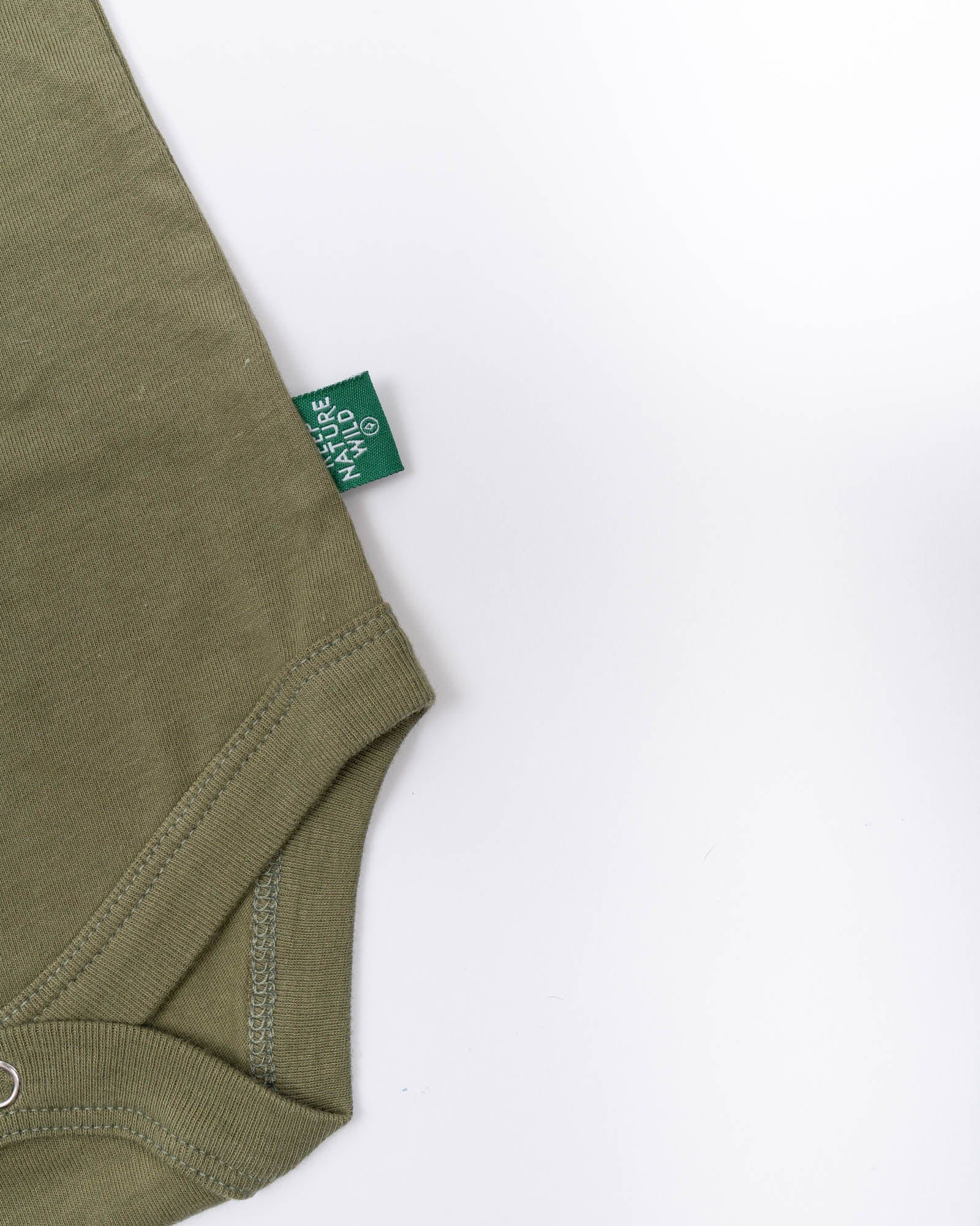 Keep Nature Wild Kids Happy Camper Bear Baby Bodysuit | Olive