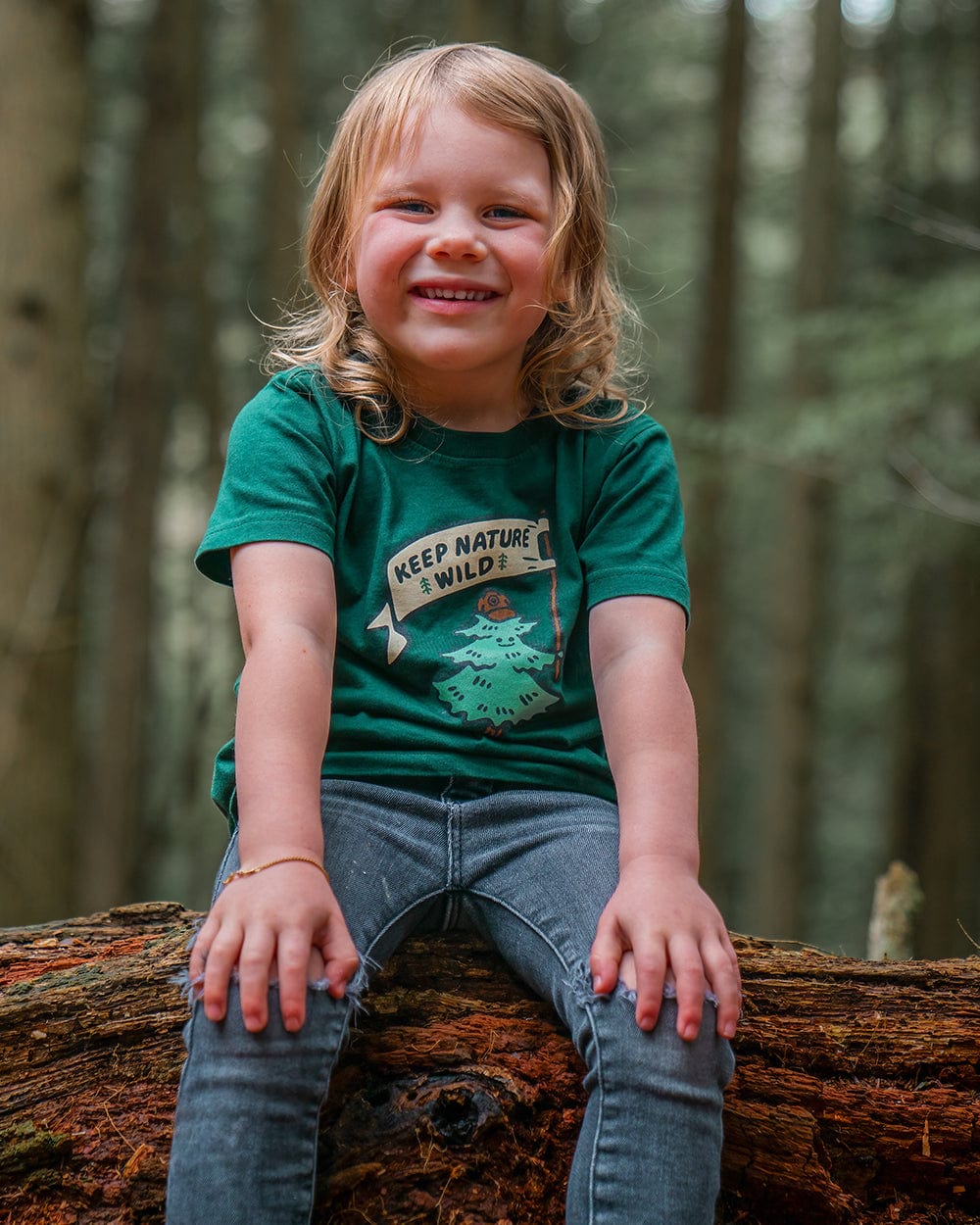 Keep Nature Wild Kids Happy Camper Pine Toddler Tee | Heather Forest