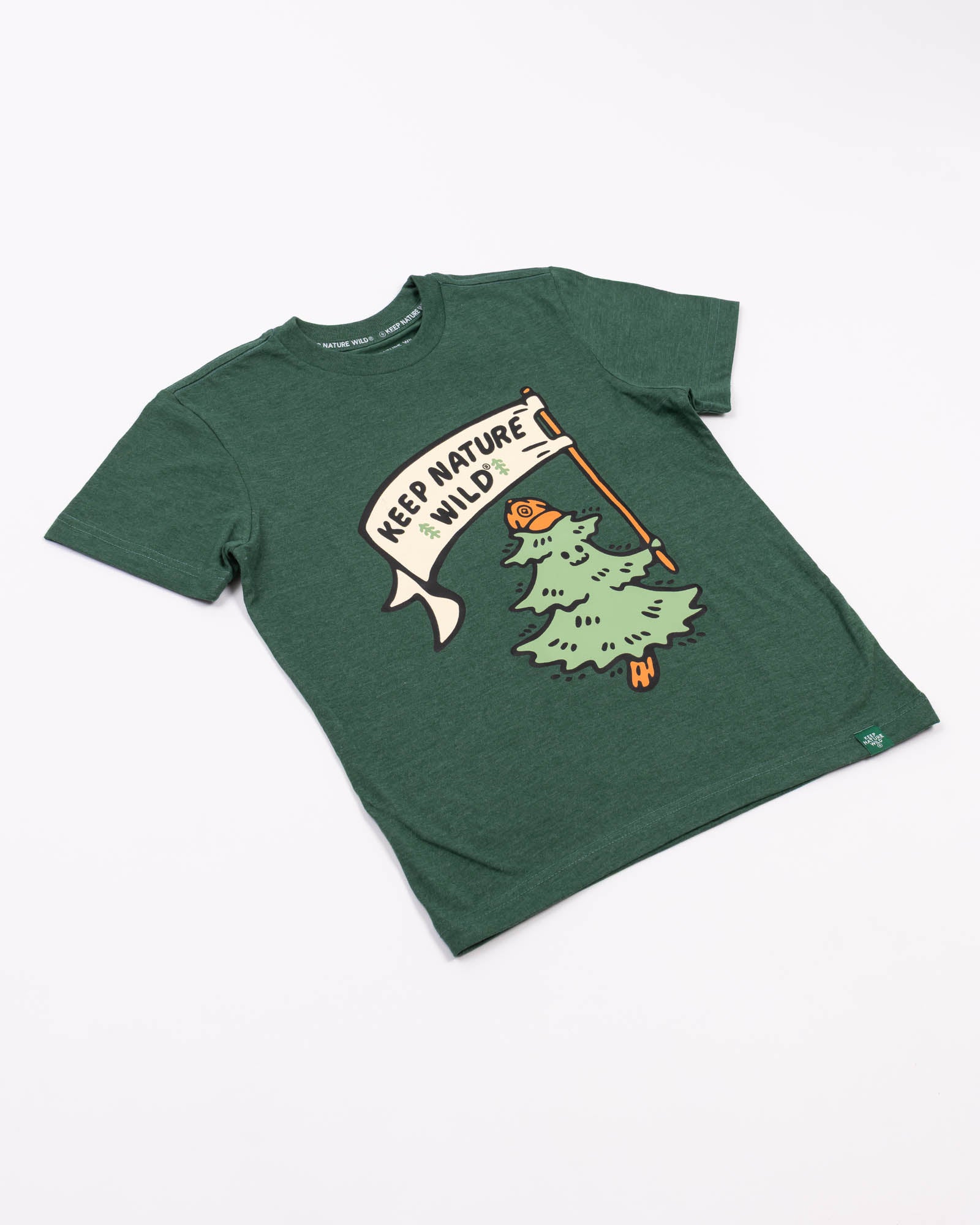 Keep Nature Wild Kids Happy Camper Pine Youth Tee | Heather Forest