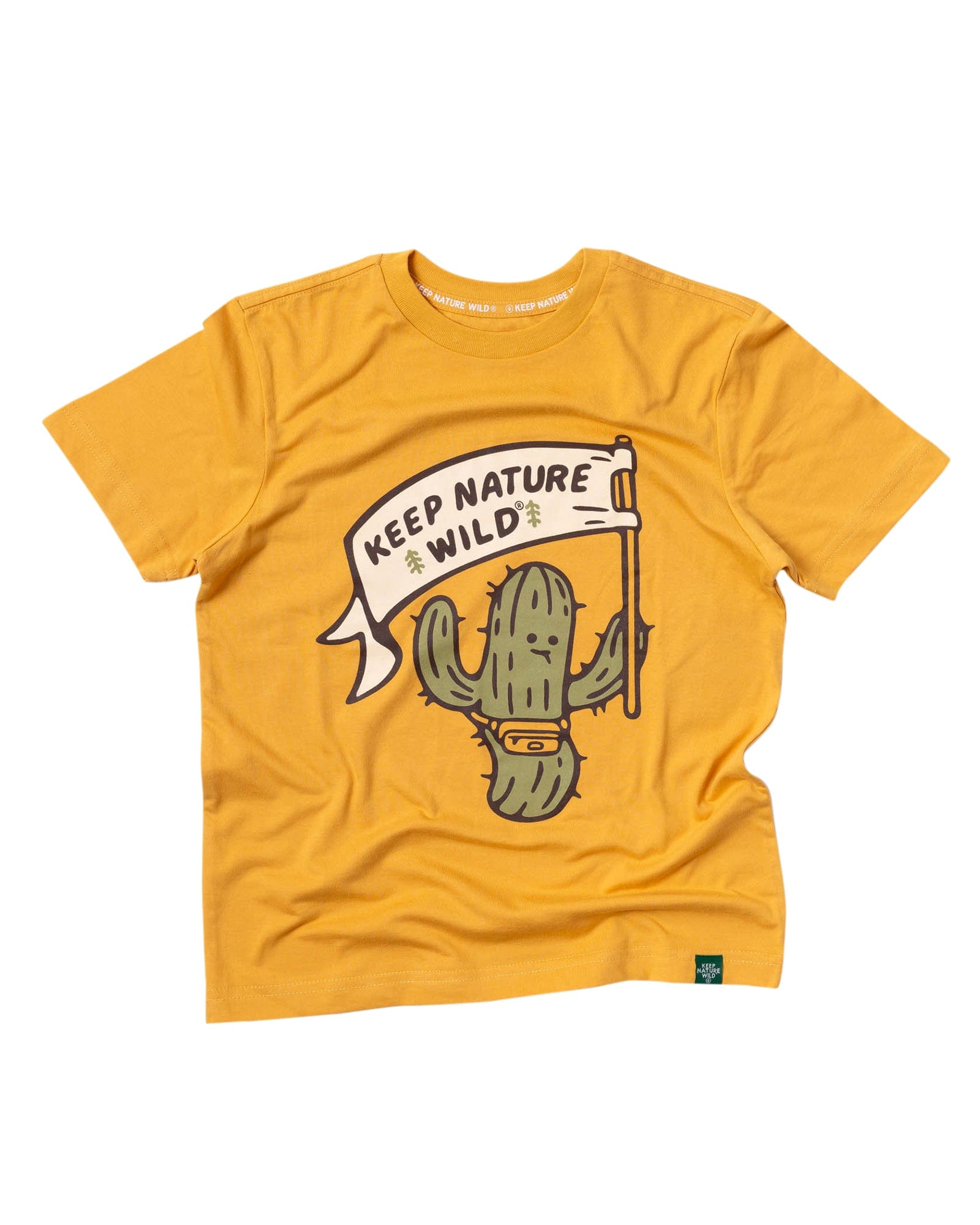 Keep Nature Wild Kids Happy Camper Saguaro Youth Tee | Mustard