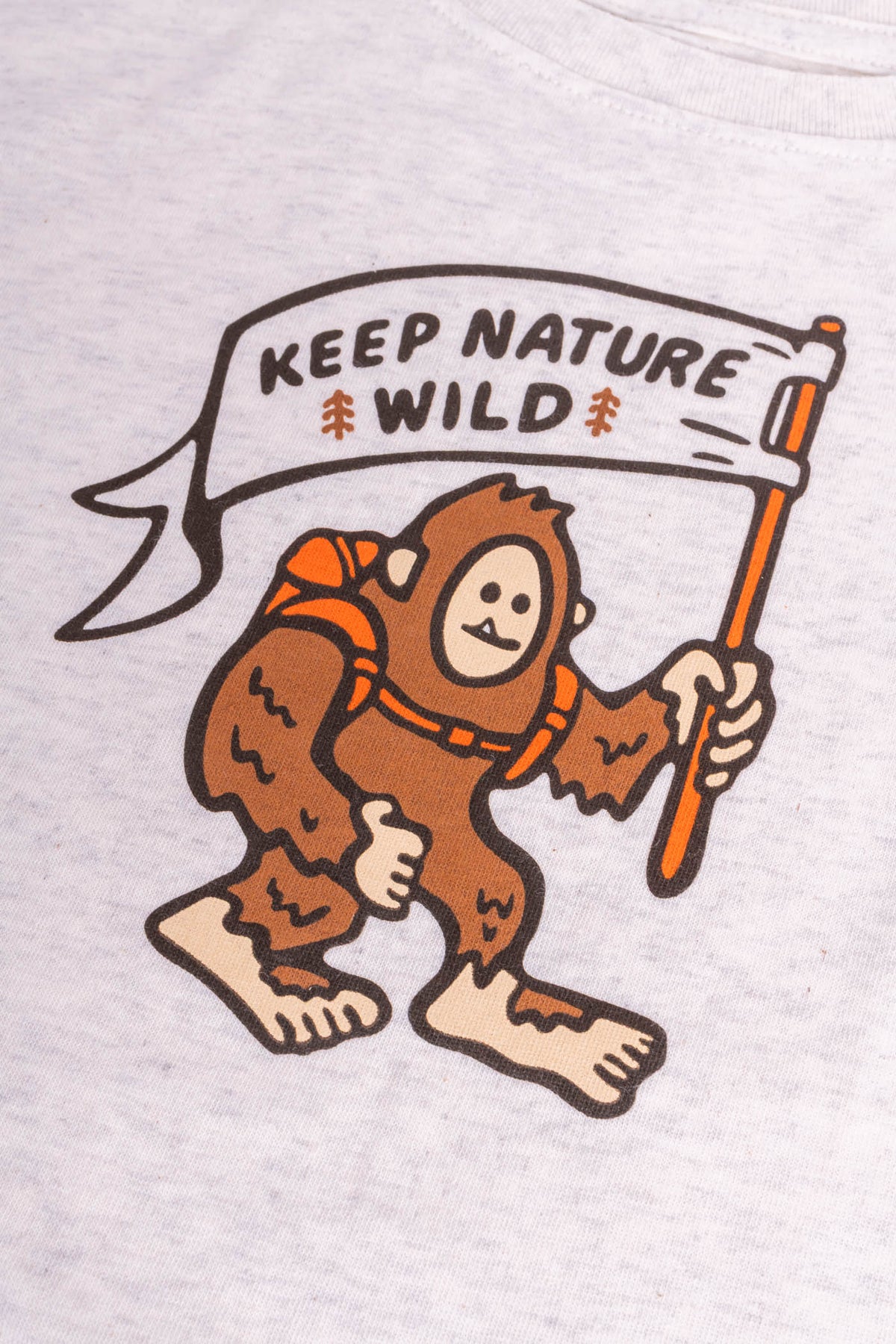 Keep Nature Wild Kids Happy Camper Squatch Toddler Tee | Heather Natural