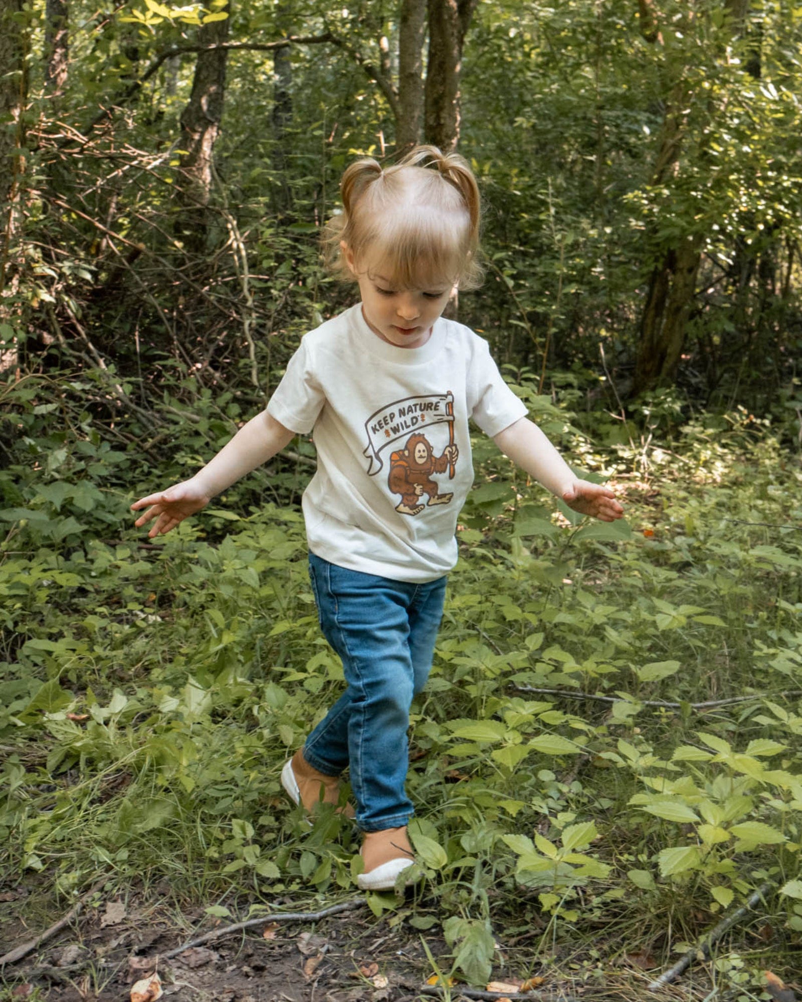 Keep Nature Wild Kids Happy Camper Squatch Toddler Tee | Natural