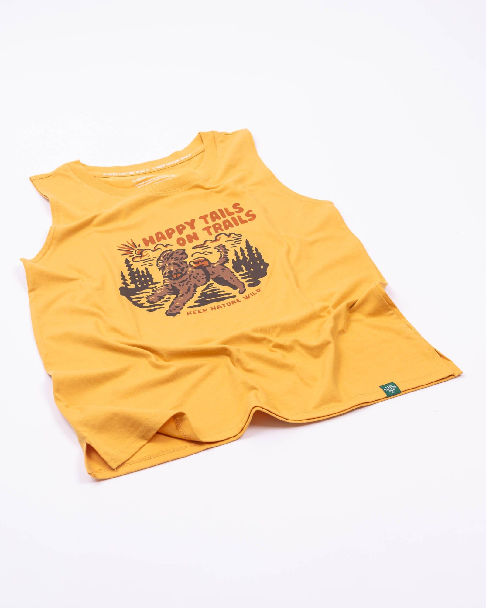 Keep Nature Wild Tank Happy Tails on Trails Forest Women's Muscle Tank | Mustard