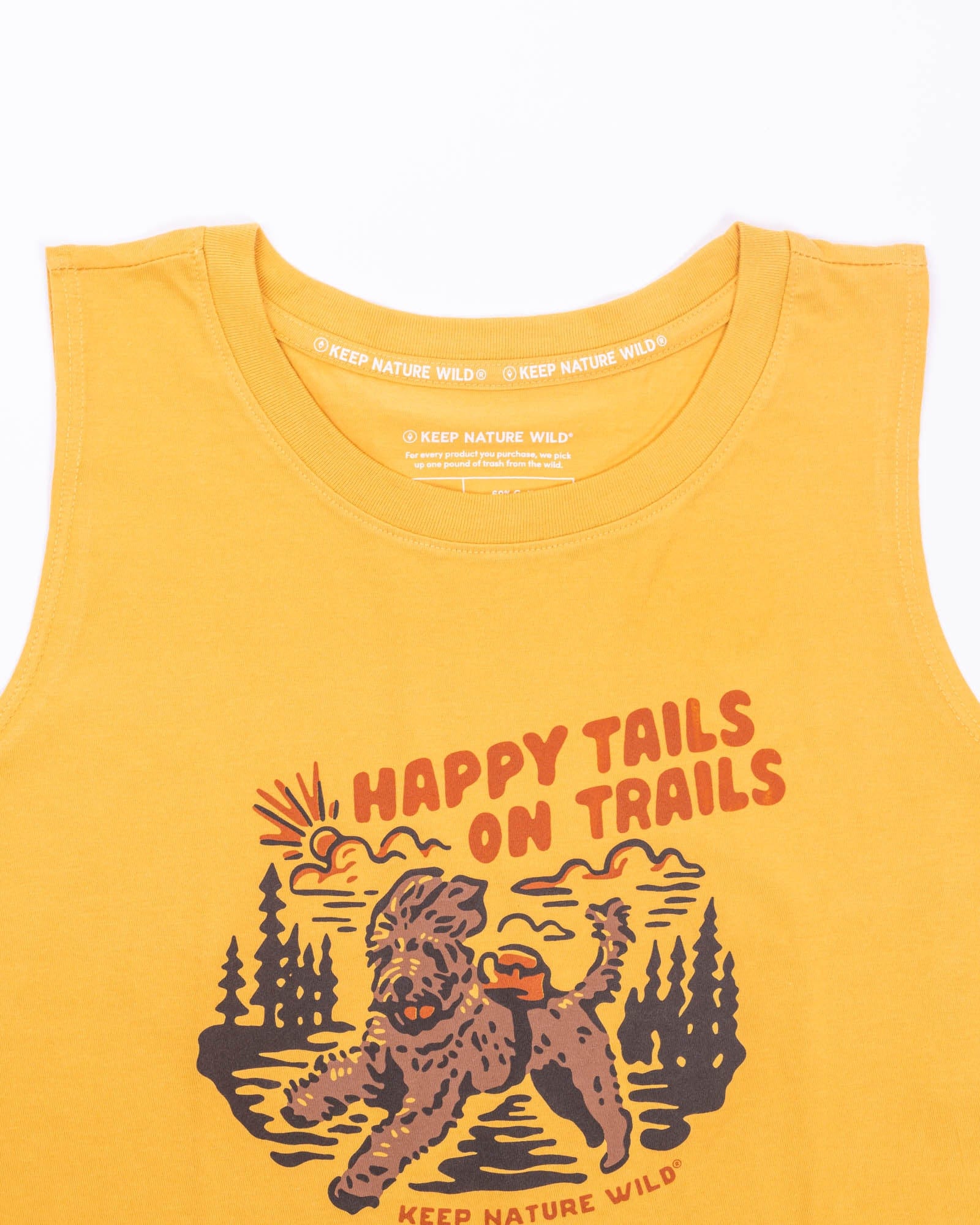 Keep Nature Wild Tank Happy Tails on Trails Forest Women's Muscle Tank | Mustard