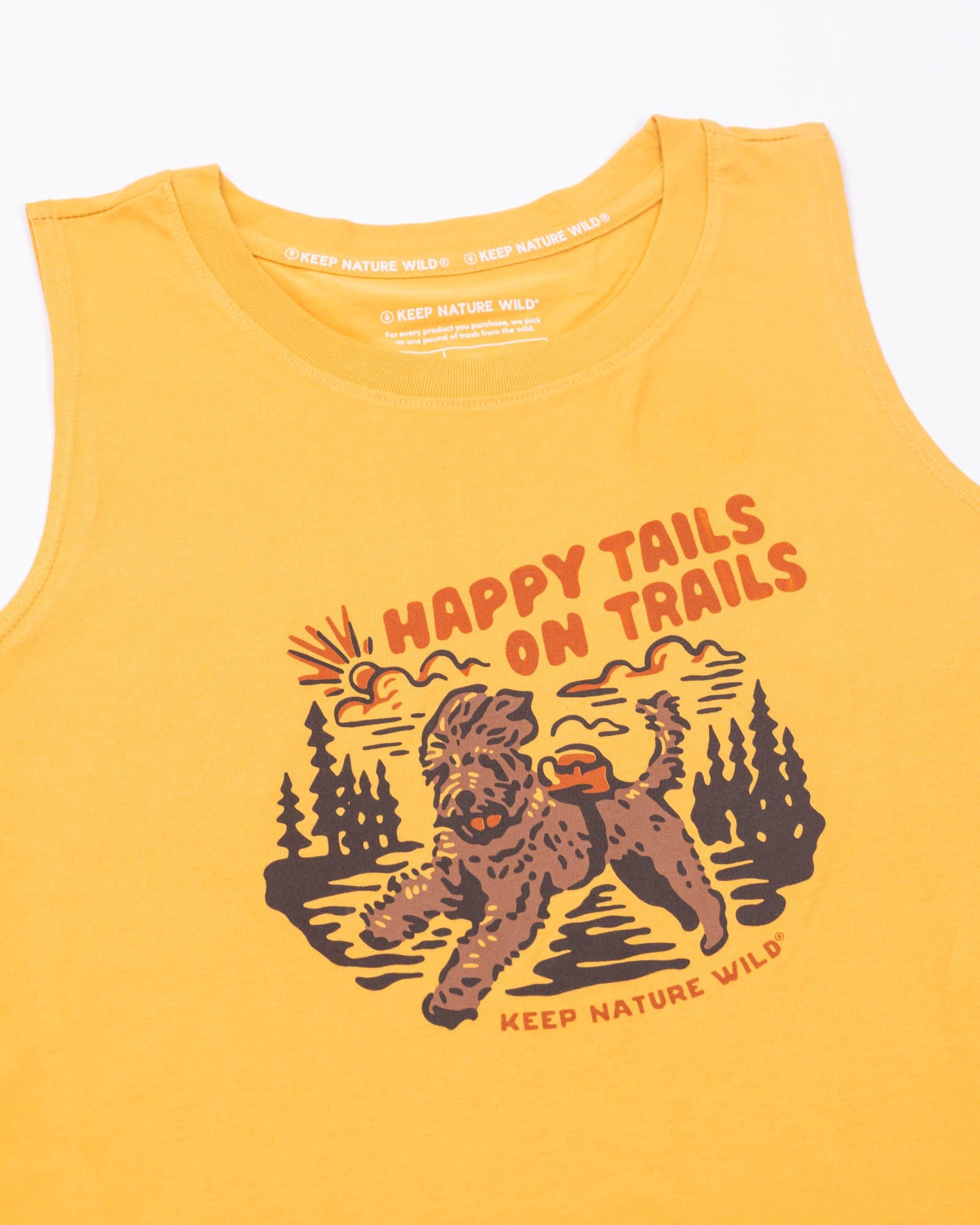 Keep Nature Wild Tank Happy Tails on Trails Forest Women's Muscle Tank | Mustard