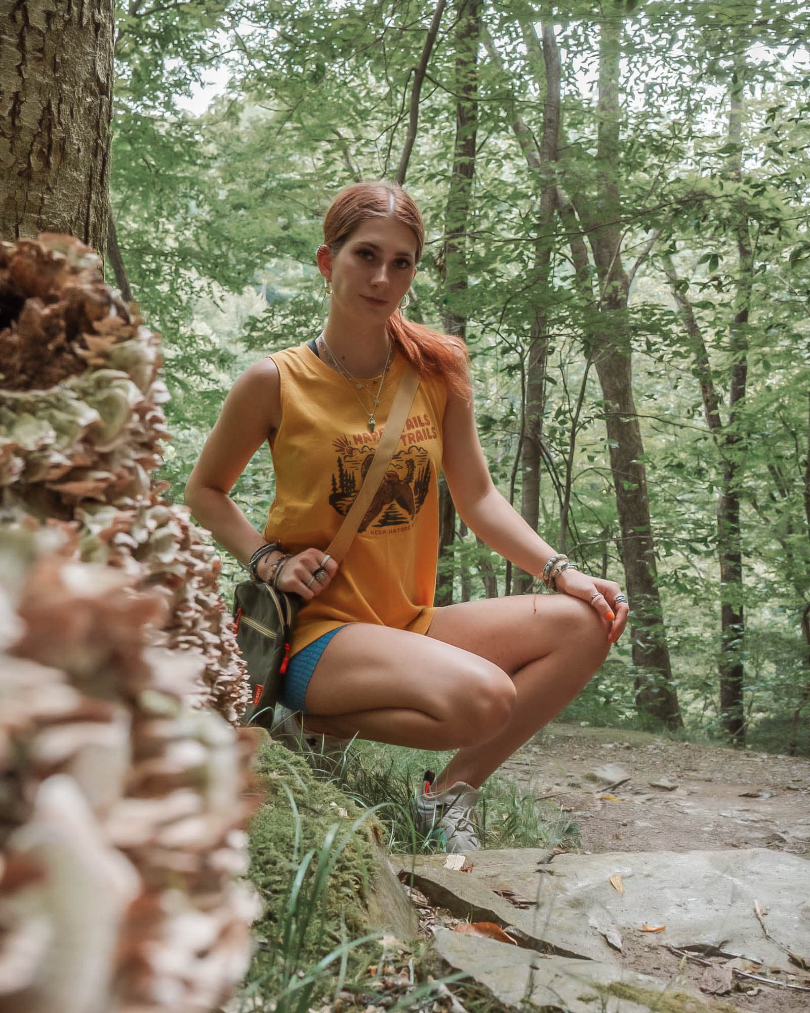 Keep Nature Wild Tank Happy Tails on Trails Forest Women's Muscle Tank | Mustard