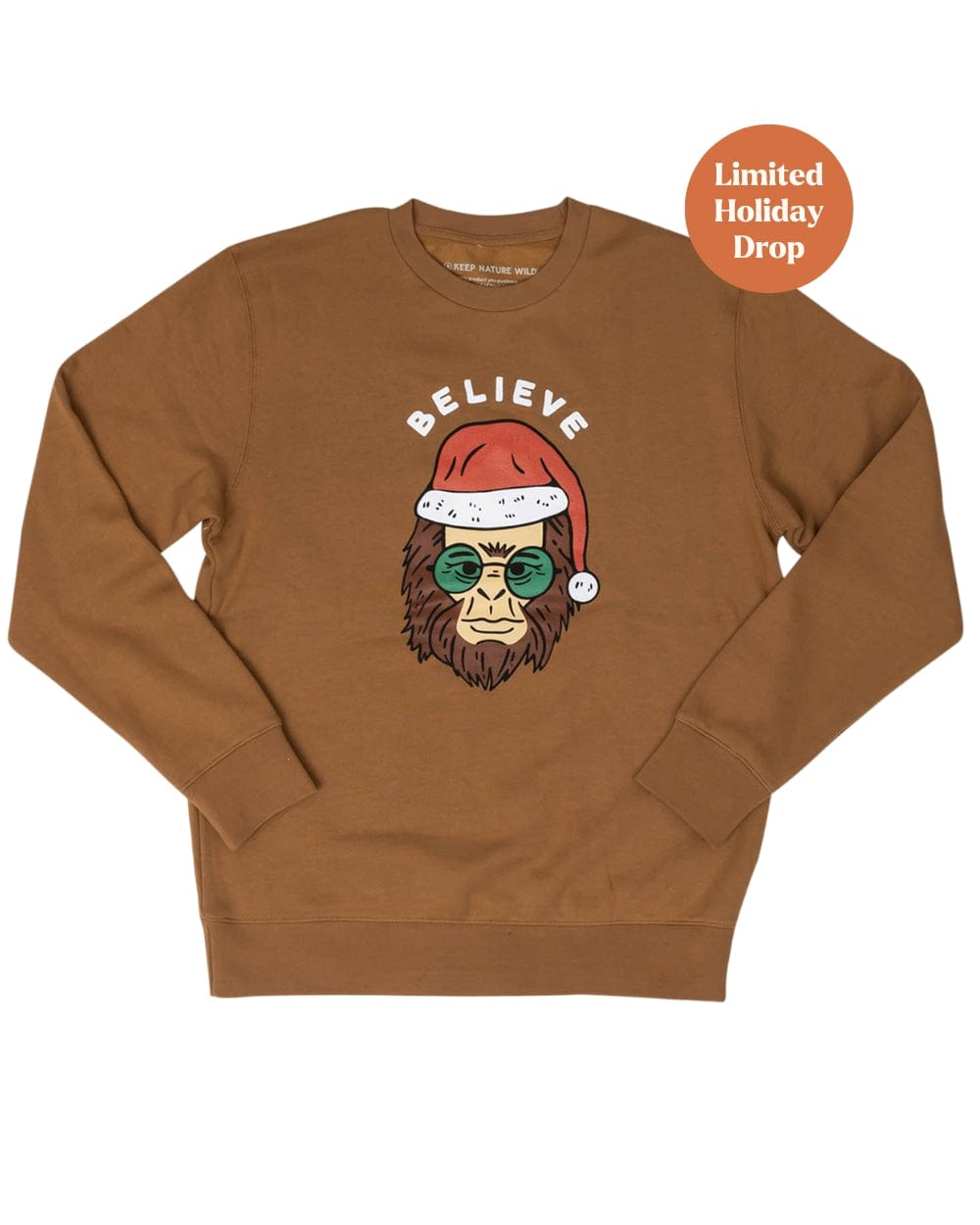 Keep Nature Wild Outerwear Holiday Clyde the Sasquatch Crewneck Sweatshirt | Camel