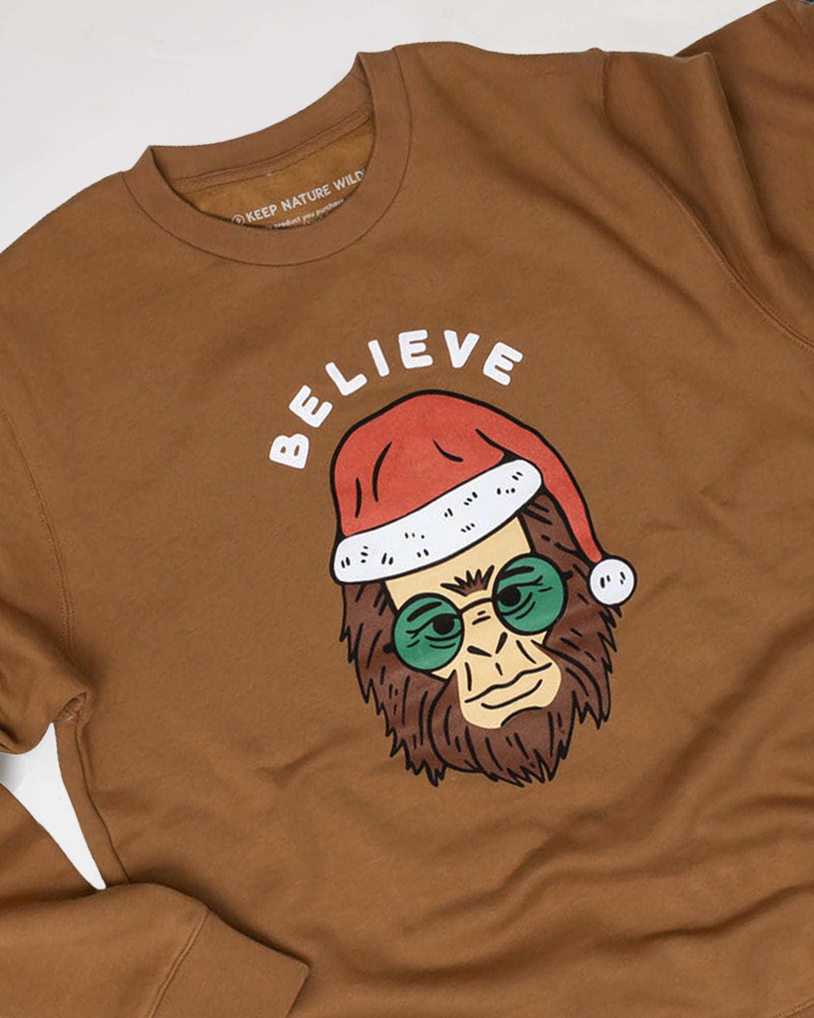 Keep Nature Wild Outerwear Holiday Clyde the Sasquatch Crewneck Sweatshirt | Camel