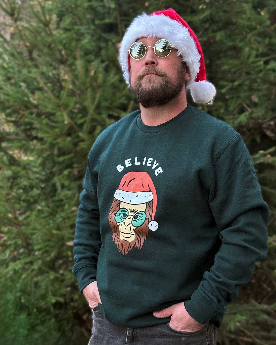 Keep Nature Wild Outerwear Holiday Clyde the Sasquatch Crewneck Sweatshirt | Pine