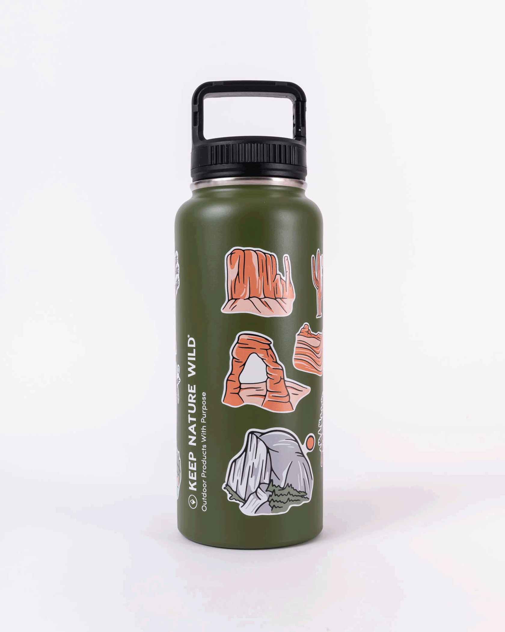 Keep Nature Wild Water Bottle Insulated 32oz Water Bottle: Parks | Olive
