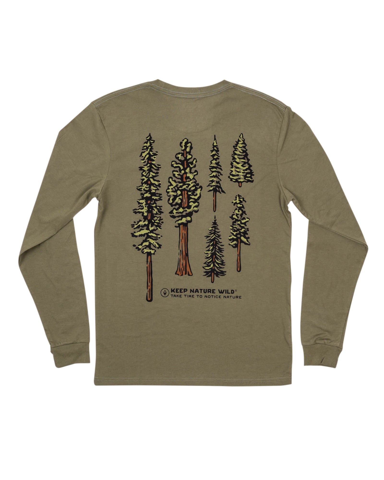 Keep Nature Wild Long Sleeve Nature Study Conifers Unisex Long Sleeve | Olive