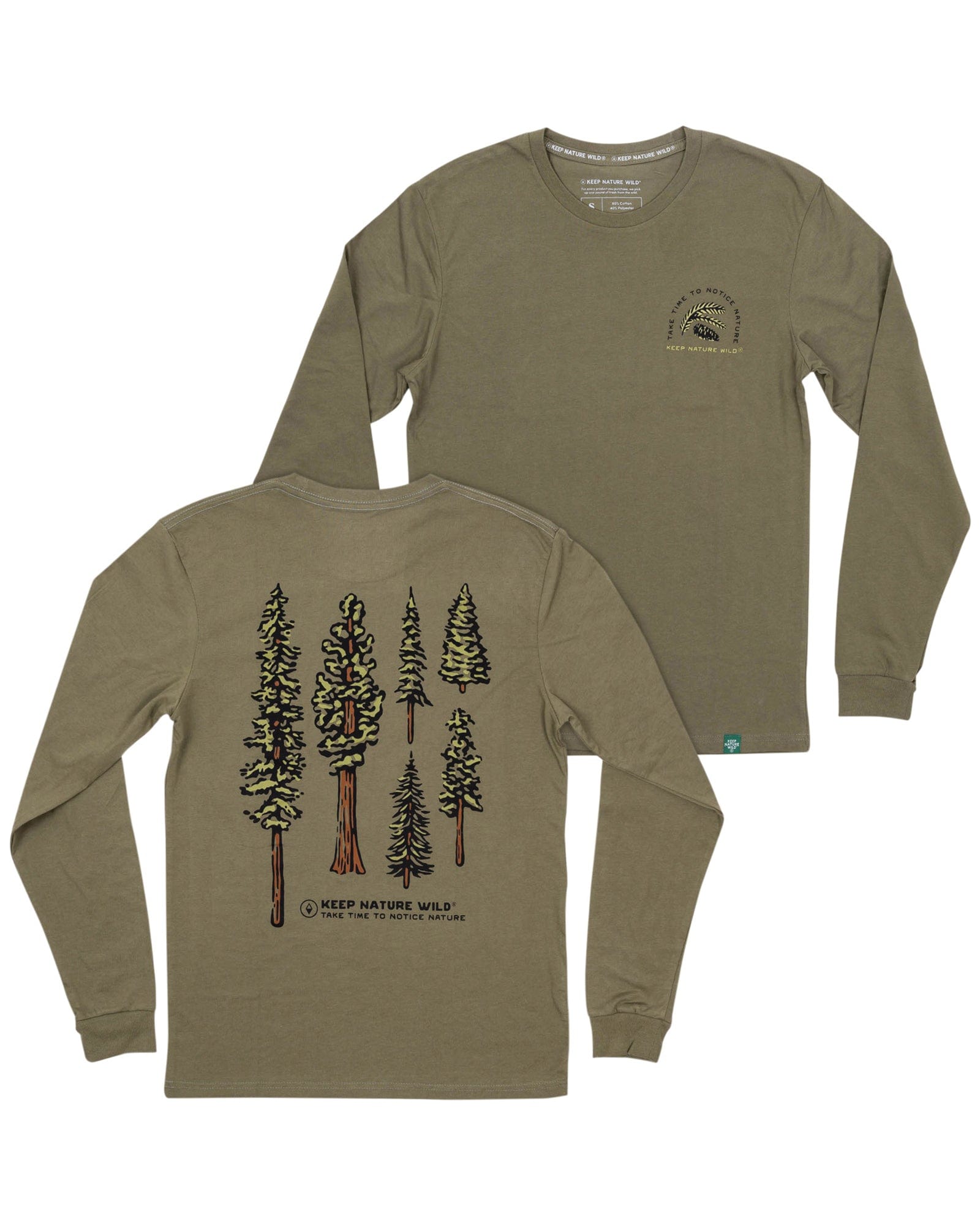 Keep Nature Wild Long Sleeve Nature Study Conifers Unisex Long Sleeve | Olive