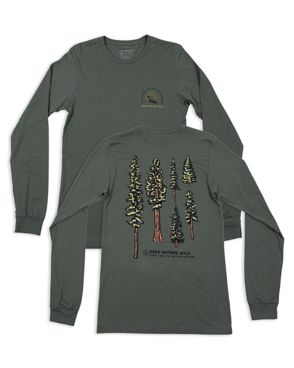 Keep Nature Wild Long Sleeve Nature Study Conifers Unisex Long Sleeve | Olive