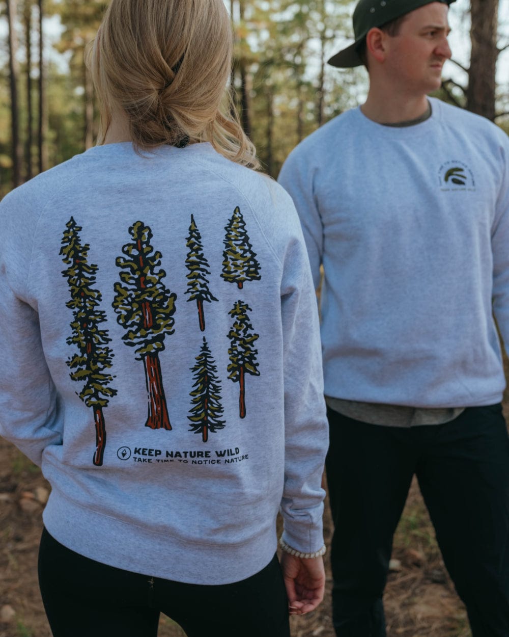 Keep Nature Wild Outerwear Nature Study Conifers Unisex Pullover | Ash