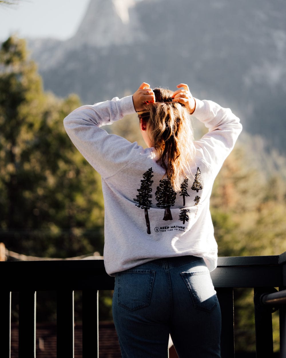 Keep Nature Wild Outerwear Nature Study Conifers Unisex Pullover | Ash