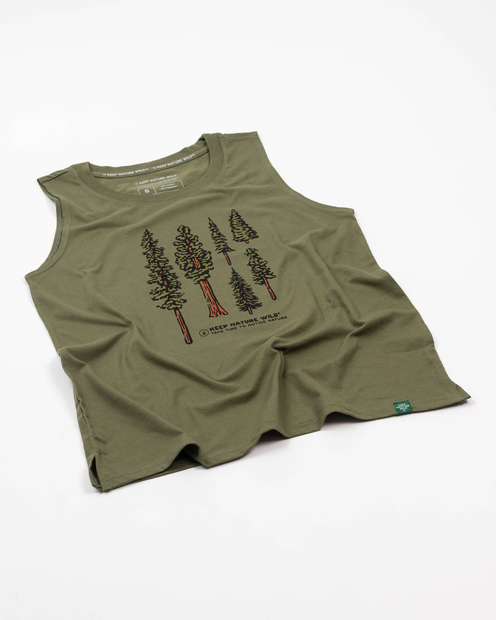 Keep Nature Wild Tank Nature Study Conifers Women's Muscle Tank | Olive