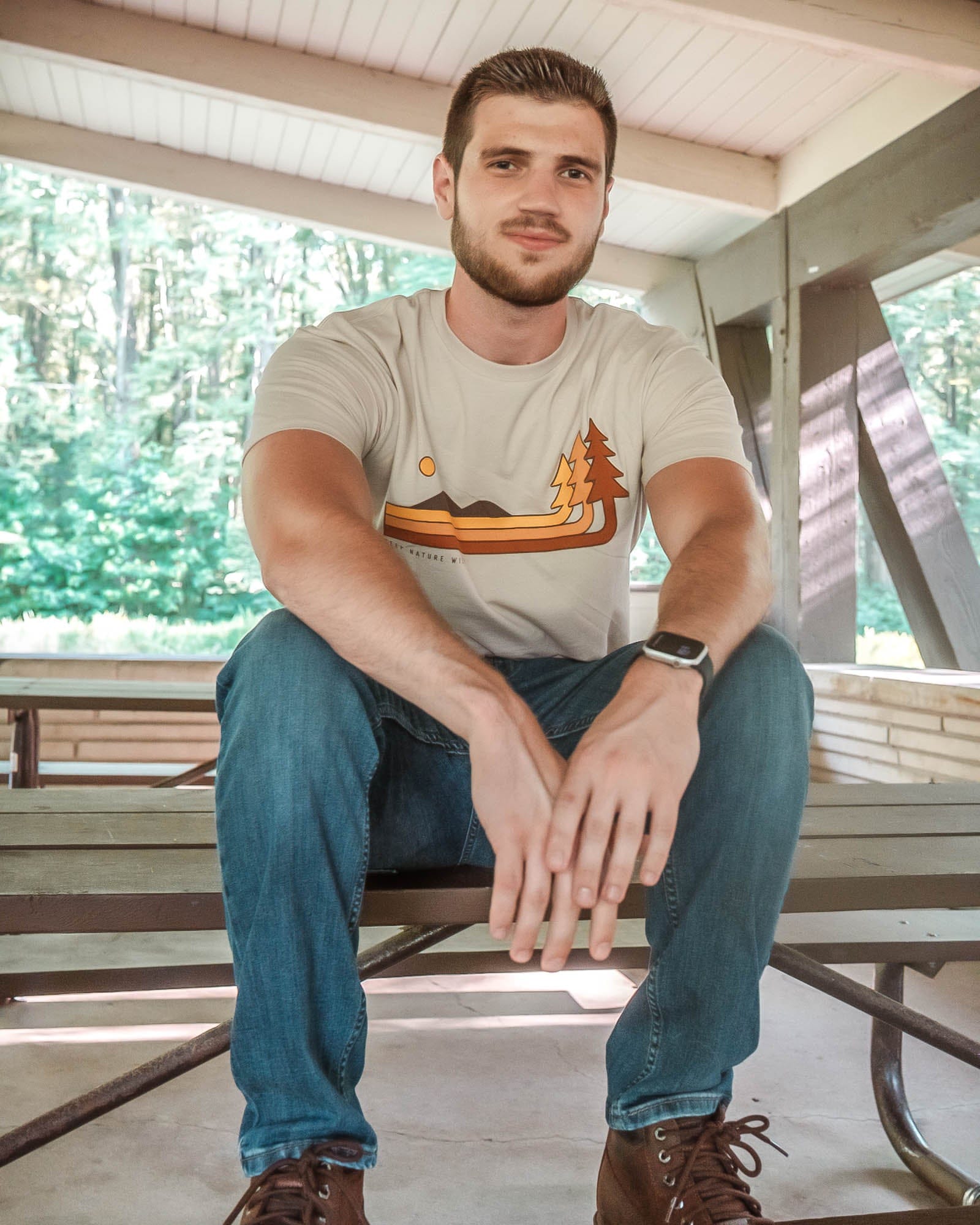 Keep Nature Wild Tee Retro Pines Unisex Tee | Heather Tan