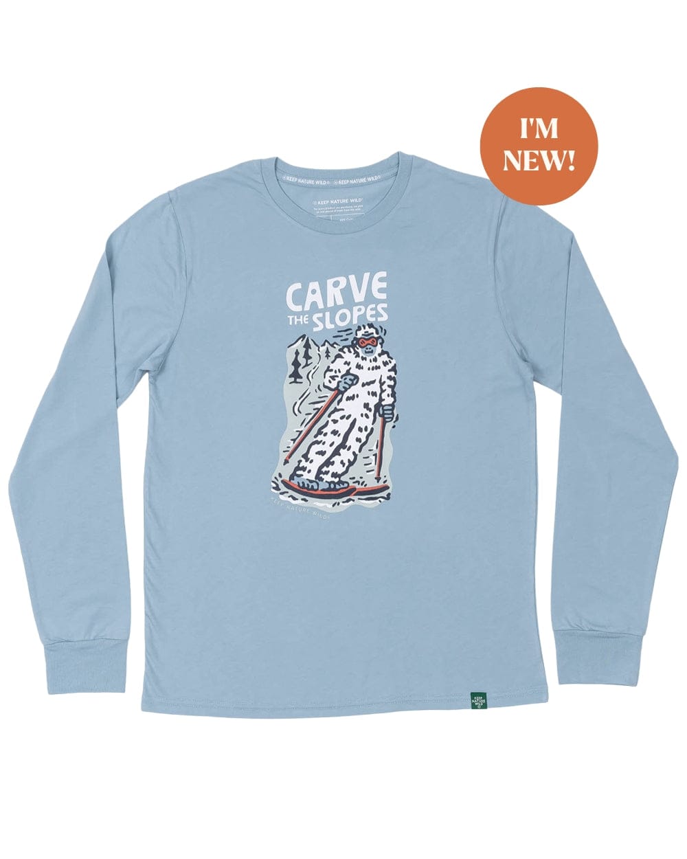 Keep Nature Wild Long Sleeve Skiing Sasquatch Unisex Long Sleeve Shirt | Morning Mist