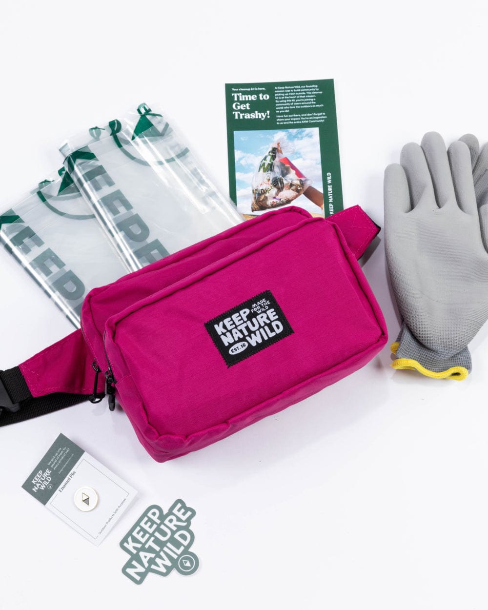 Keep Nature Wild WKA Gear Standard Fanny Pack Cleanup Kit | Fuchsia (WKA Gear)