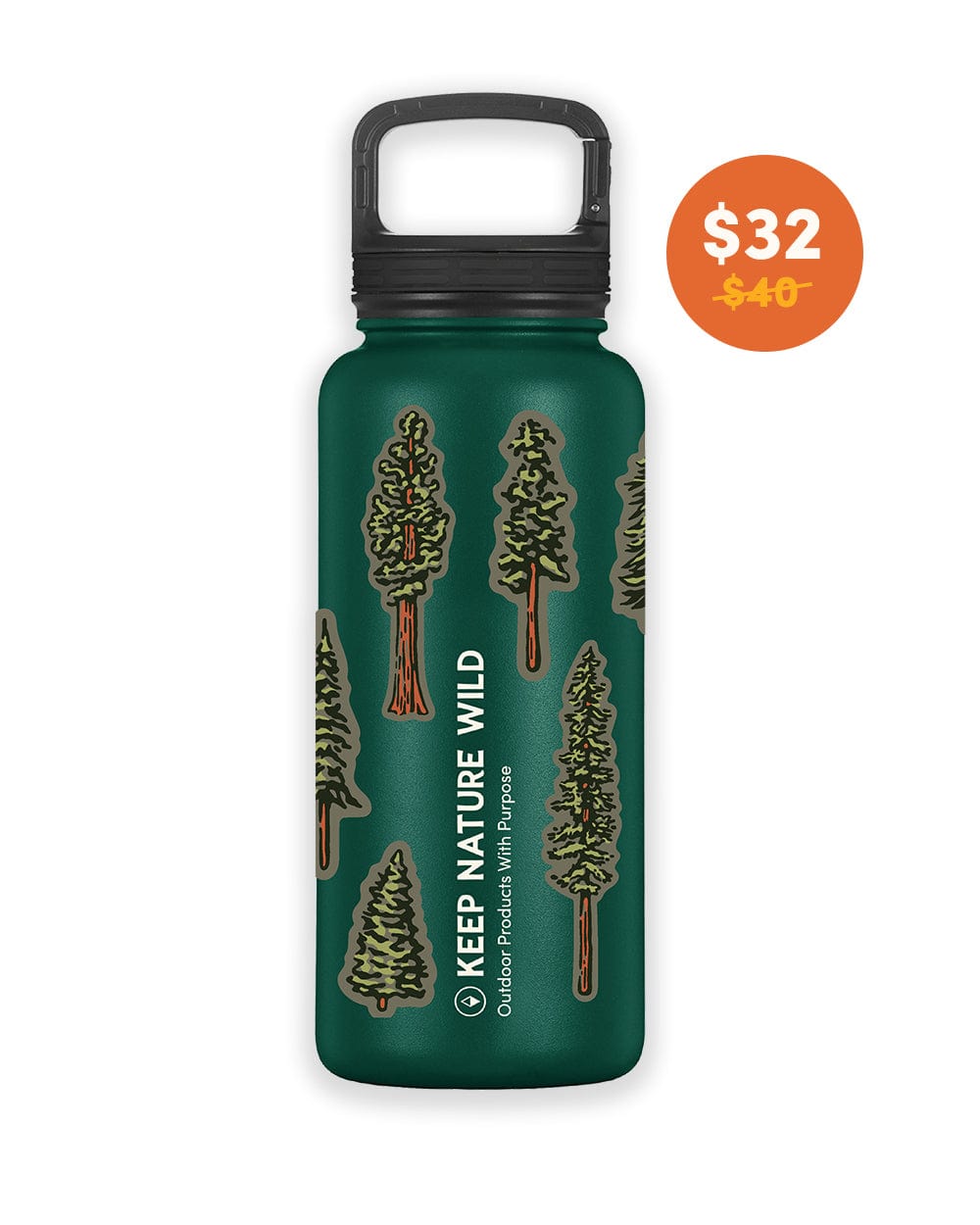 Keep Nature Wild Water Bottle + Sticker Pack Bundle | Forest