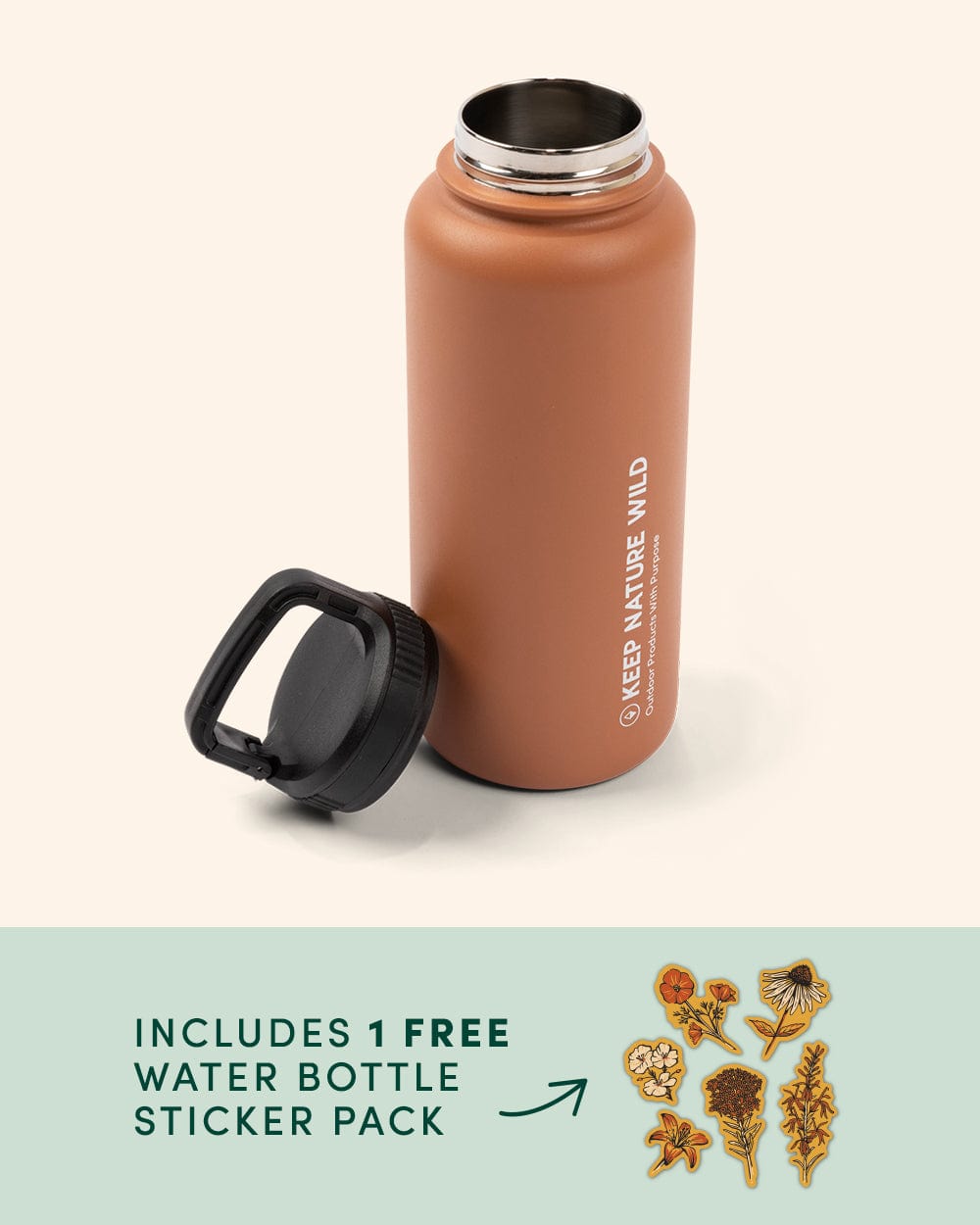 Keep Nature Wild Water Bottle + Sticker Pack Bundle | Red Rock