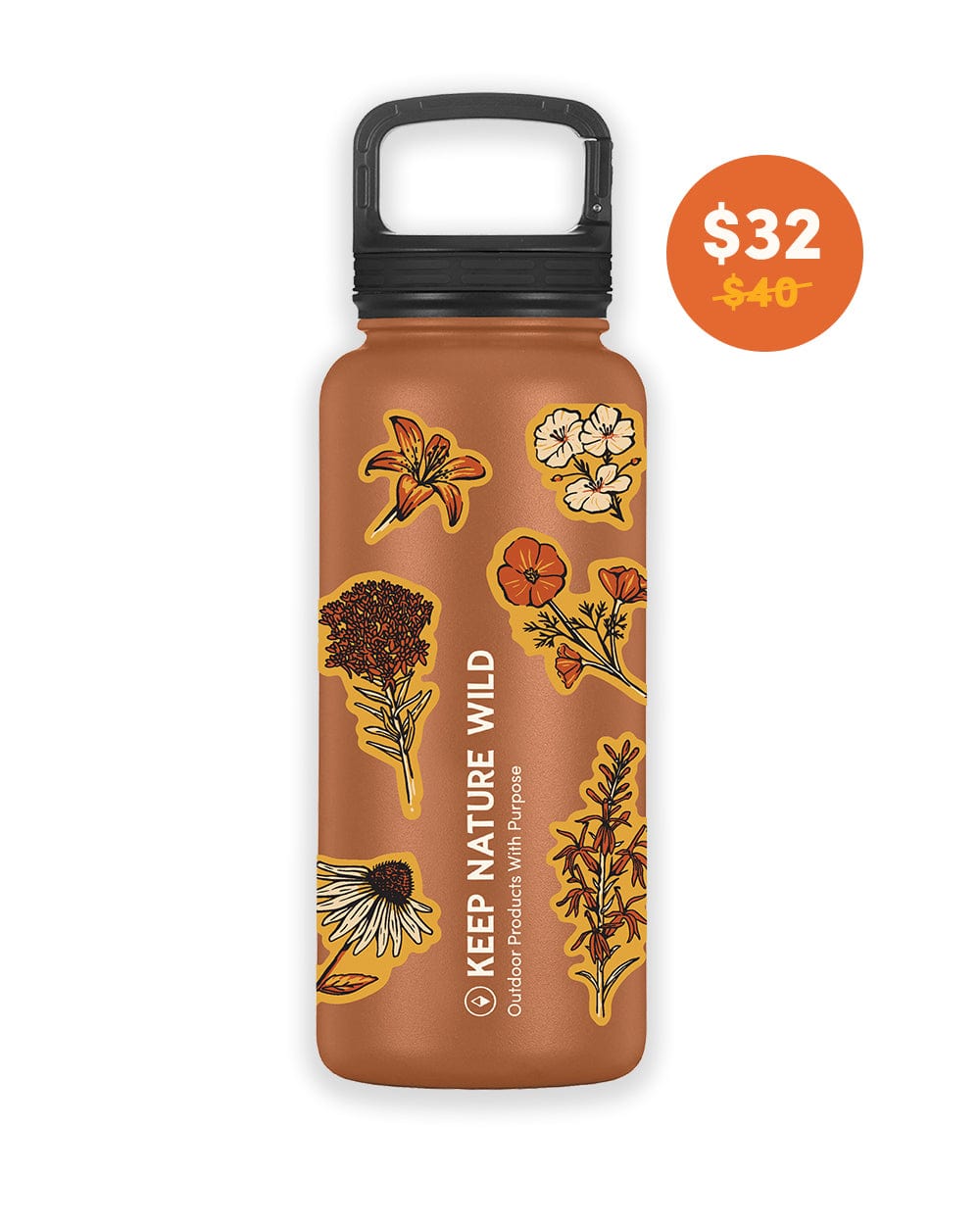 Keep Nature Wild Water Bottle + Sticker Pack Bundle | Red Rock