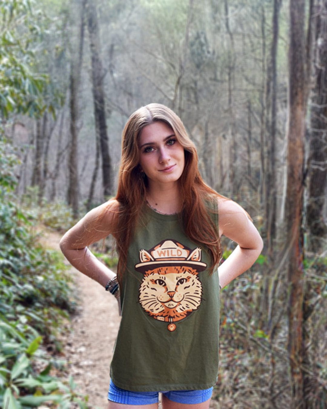 Keep Nature Wild Tank Wild Cat Women's Muscle Tank | Olive
