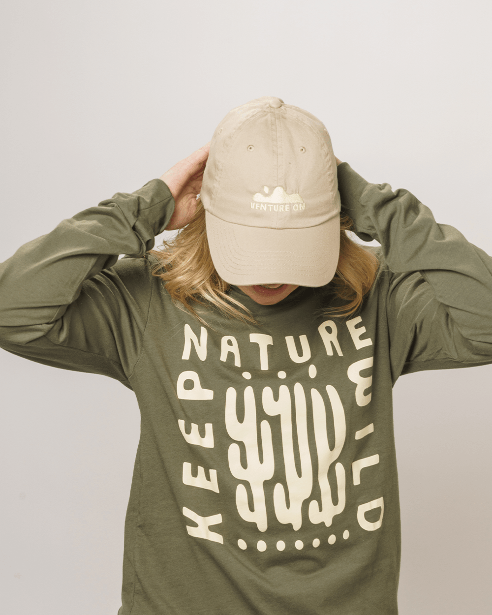 Keep Nature Wild Long Sleeve Cactus Buds Unisex Long Sleeve | Olive