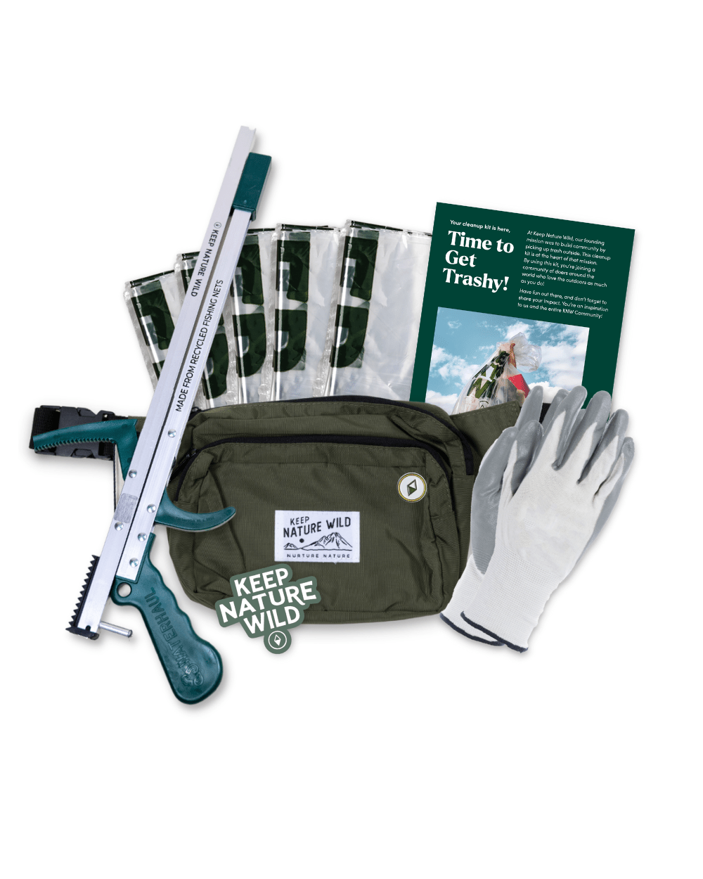 Keep Nature Wild Cleanup Kit Dark Olive / 42" Regular Strap Deluxe Recycled Fanny Pack Cleanup Kit