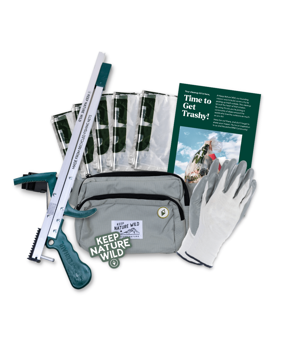 Keep Nature Wild Cleanup Kit Stone / 42" Regular Strap Deluxe Recycled Fanny Pack Cleanup Kit