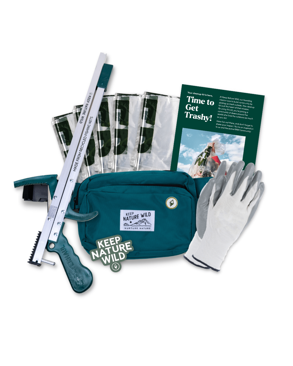 Keep Nature Wild Cleanup Kit Teal / 42" Regular Strap Deluxe Recycled Fanny Pack Cleanup Kit