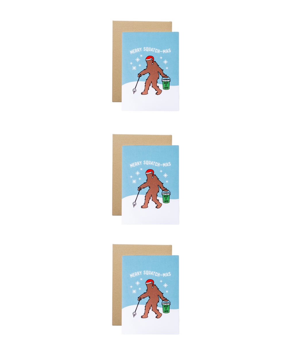 Keep Nature Wild Greeting Card 3 Pack Merry Squatch-mas | Greeting Card