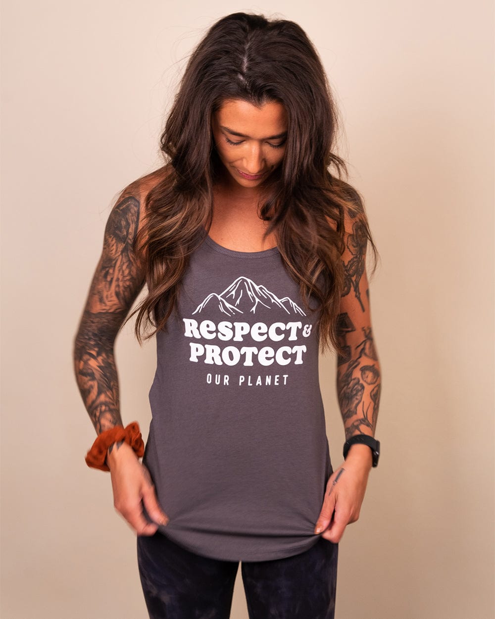 Keep Nature Wild Tank Respect & Protect Women's Racerback Tank | Dark Grey