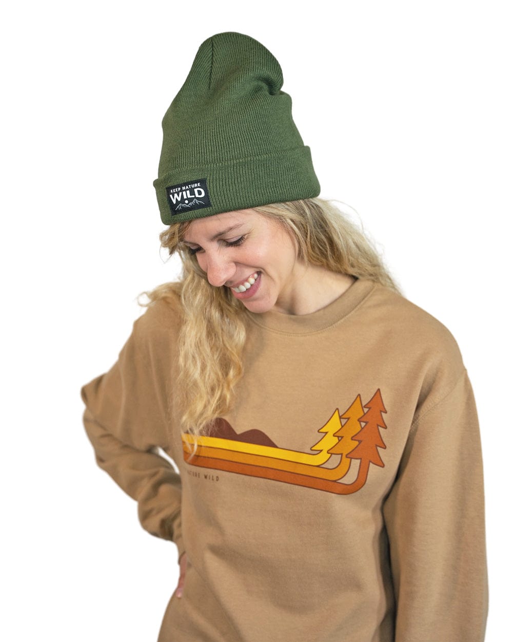 Keep Nature Wild Outerwear Retro Pines Unisex Pullover | Sandstone