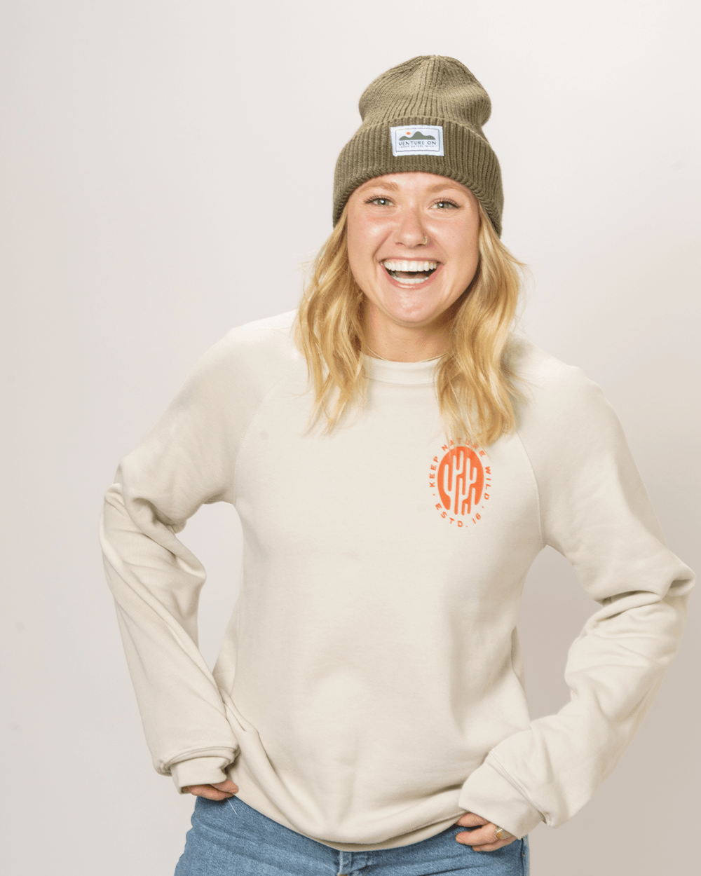 Keep Nature Wild Outerwear Saguaro Badge Unisex Pullover | Dust
