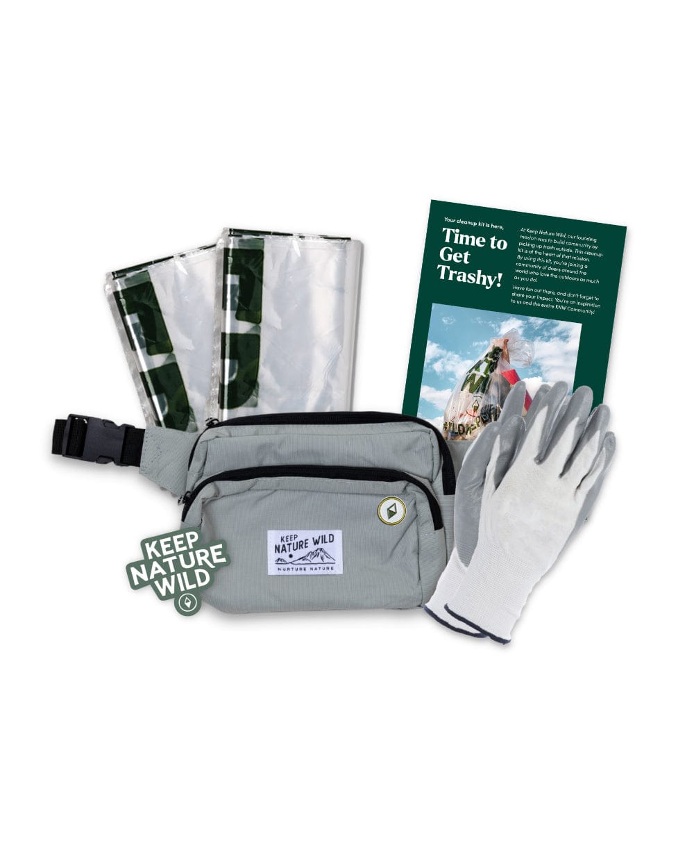 Keep Nature Wild Cleanup Kit Stone / 42" Regular Strap Standard Recycled Fanny Pack Cleanup Kit