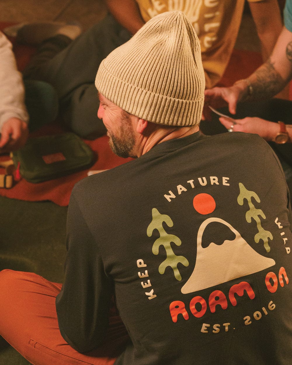 Keep Nature Wild Beanie Venture On Mountain Range Recycled Knit Beanie | Beige