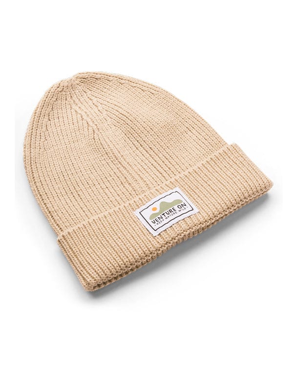 Keep Nature Wild Beanie Venture On Mountain Range Recycled Knit Beanie | Beige