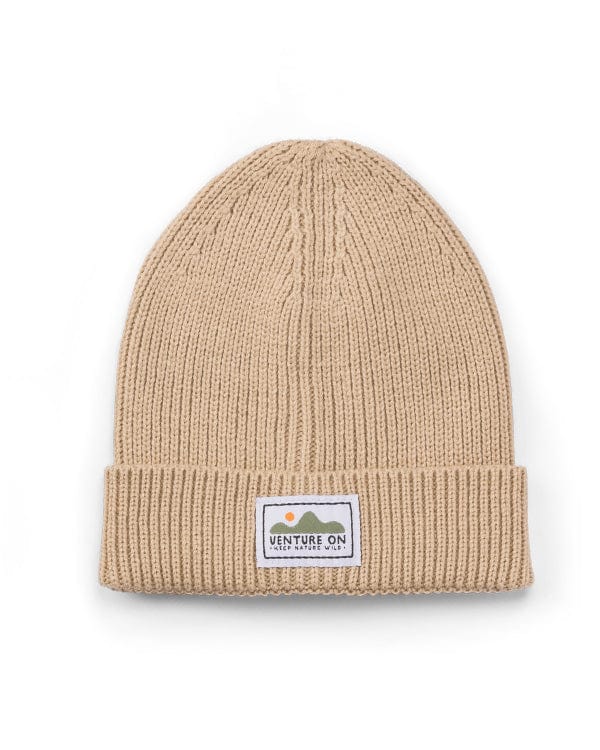 Keep Nature Wild Beanie Venture On Mountain Range Recycled Knit Beanie | Beige