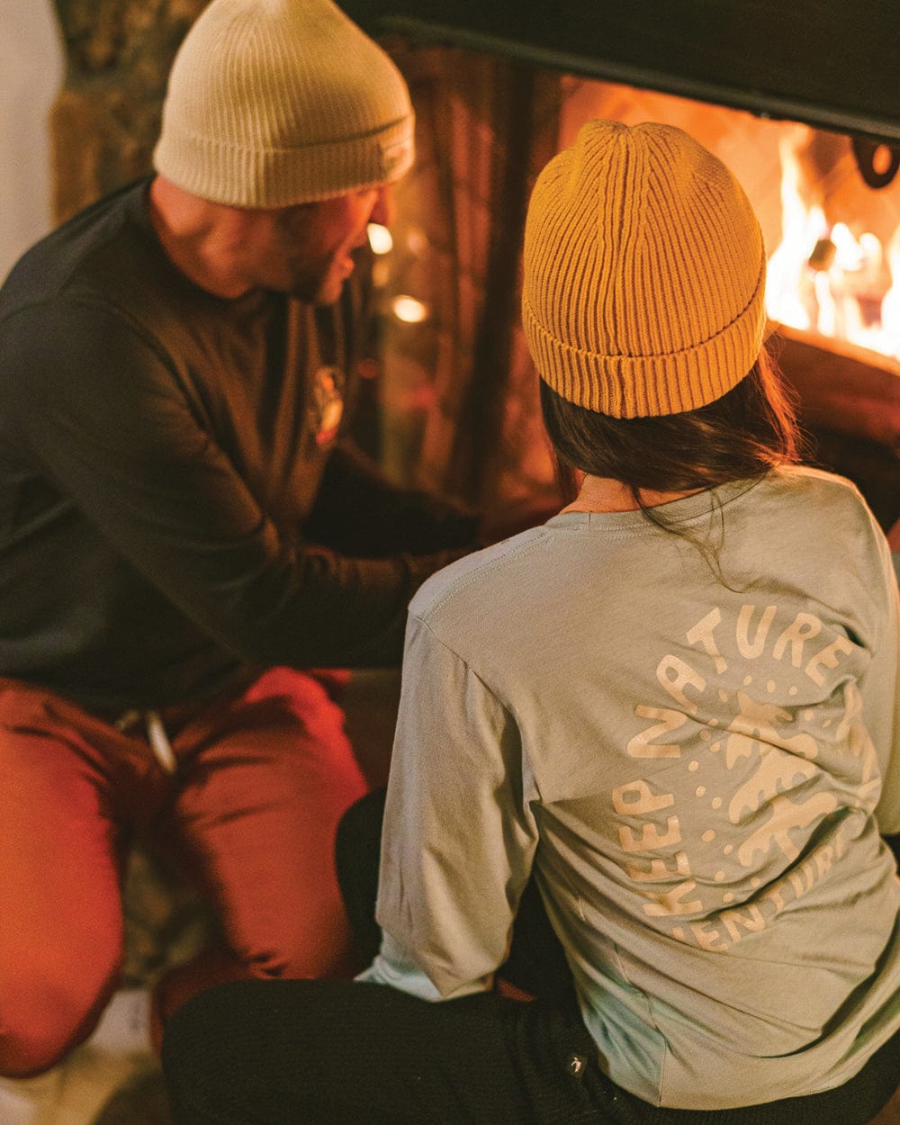 Keep Nature Wild Beanie Venture On Mountain Range Recycled Knit Beanie | Mustard