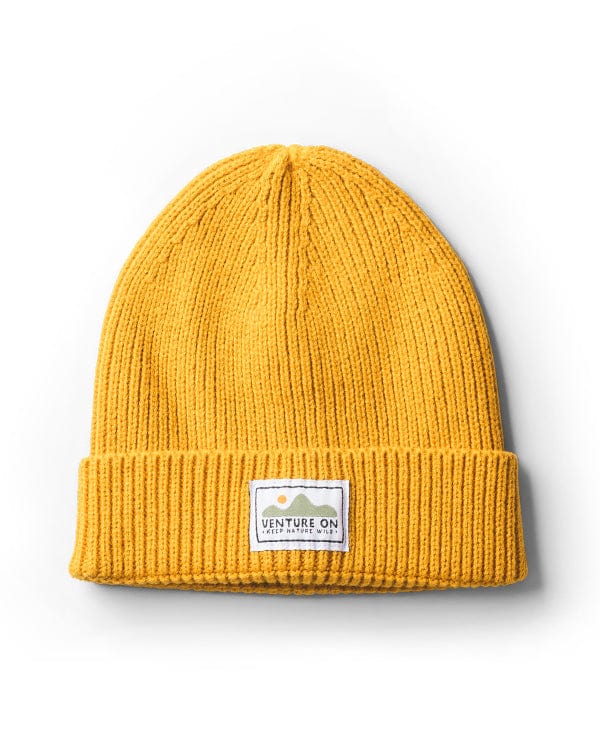 Keep Nature Wild Beanie Venture On Mountain Range Recycled Knit Beanie | Mustard