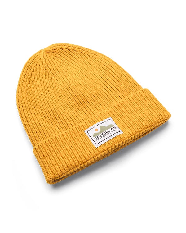 Keep Nature Wild Beanie Venture On Mountain Range Recycled Knit Beanie | Mustard